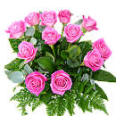 12 Pink Roses – fresh flowers for UK delivery by post – bouquets and arrangements from Clare Florist