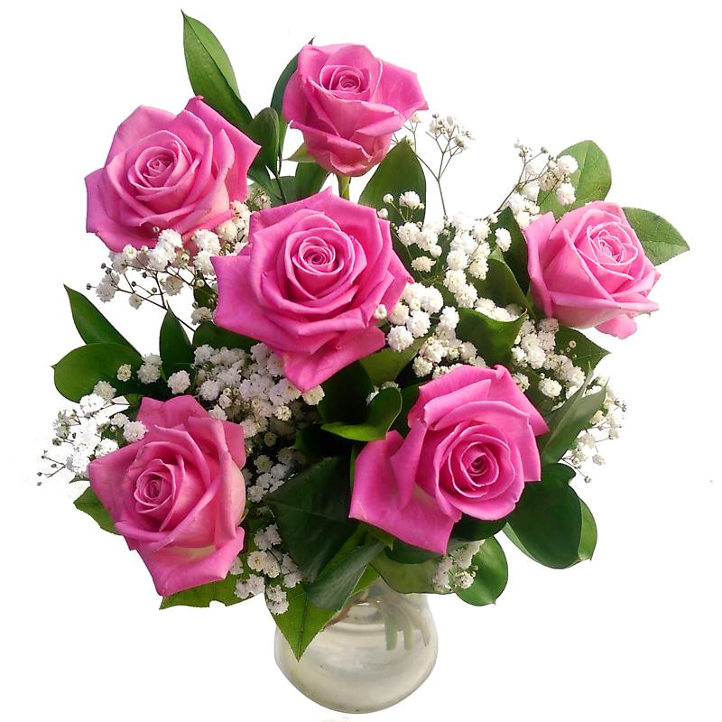 6 Pink Roses Bouquet - Birthday