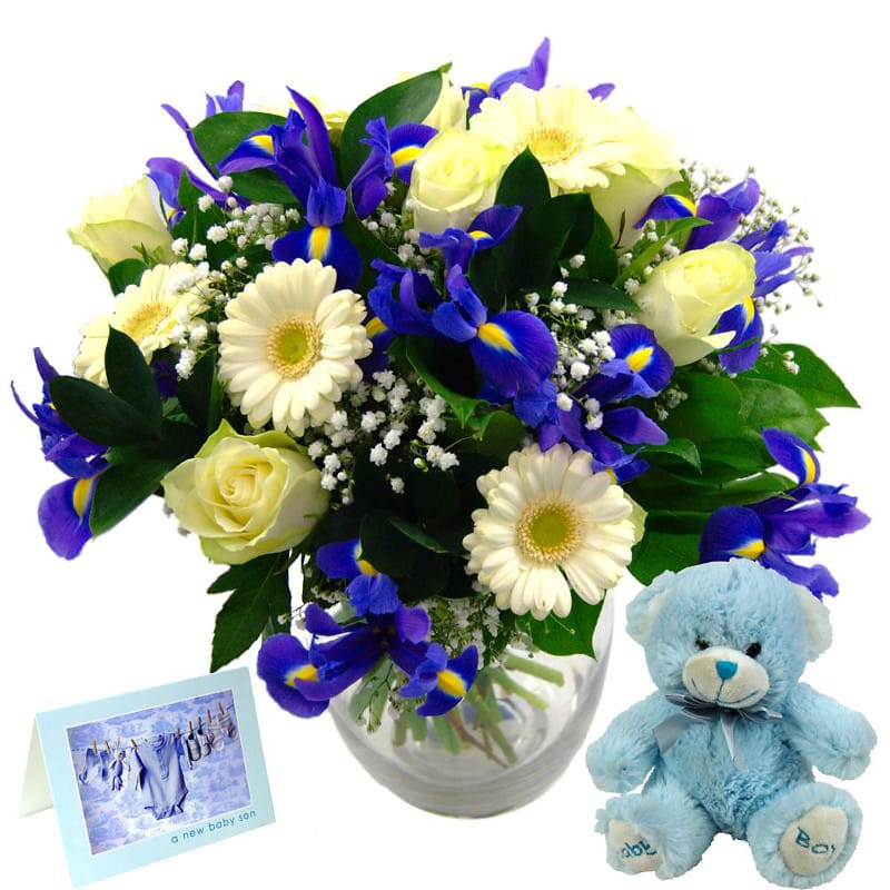 Picture of Baby Boy Flower Gift Set