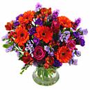 Boho Chic! bouquet and vase available for next-day free delivary from Clare Florist. Contains fresh Roses, Germini and Freesia.