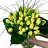 The 50 Lemon Tulips bouquet consists of 50 fresh spring lemon tulips simply presented among tropical foliage; the perfect colour and smell for spring.