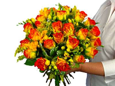 Rose and Freesia hand-tied bouquet
