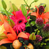 Tutti Fruiti (�79.99) - A fruity combination of flowers which includes orange lilies, lemon roses and strawberry pink germinis. Our florists have designed this tempting bouquet which can be delivered six days a week.