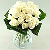 Innocence - the meaning of pure white roses, twenty crisp fresh roses hand tied and perfectly presented.