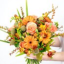 Full view of our Mocha rose hand-tied bouquet