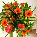 orange lilies
orange carnations
orange germini
alstromeria
