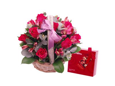 pink affection basket by clare florist
