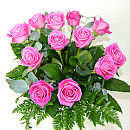 Simply Spectacular - 12 Pink Roses. A simply stunning and vibrant arrangement in dazzling pink