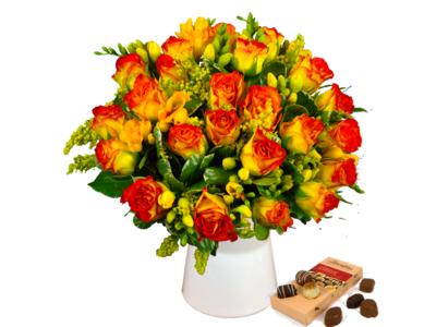 Rose & Freesia with Free Chocolates