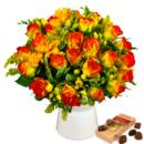 Full view of our Rose and Freesia hand-tied bouquet