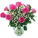 Simply Spectacular - 12 Pink Roses. A simply stunning and vibrant arrangement in dazzling pink