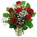 A small view of the 6 red roses bouquet, an arrangement of fresh flowers available now for next-day flower delivery from Clare Florist