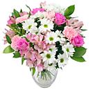 The Mother's Day Bouquet - Comprising of elegant pink roses and gerbera, pretty pink alstroemeria and carnations, fresh and fragrant pink lilies and gorgeous long lasting pink and white chrysanthemums.
