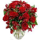 Red Rosmeria Bouquet boasts an elegant arrangement of fresh roses and alstroemeria, offered with free standard next day delivery.