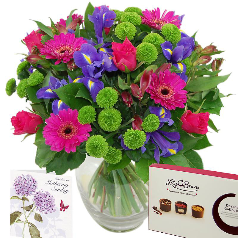 Thanks mum floral gift set, contains roses, santini, lilies and germinis