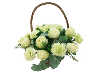 White Embrace Rustic Flower Basket