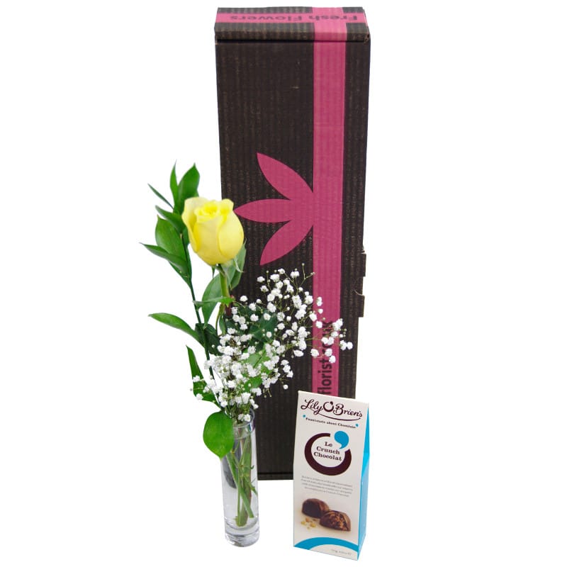 yellow single rose gift set