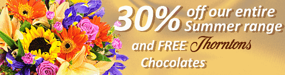 30% off our Summer flower range and free Thorntons chocolates