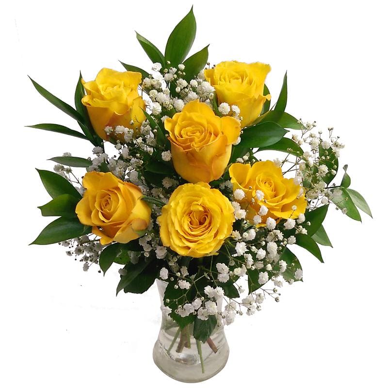 6 Yellow Roses Bouquet - Birthday