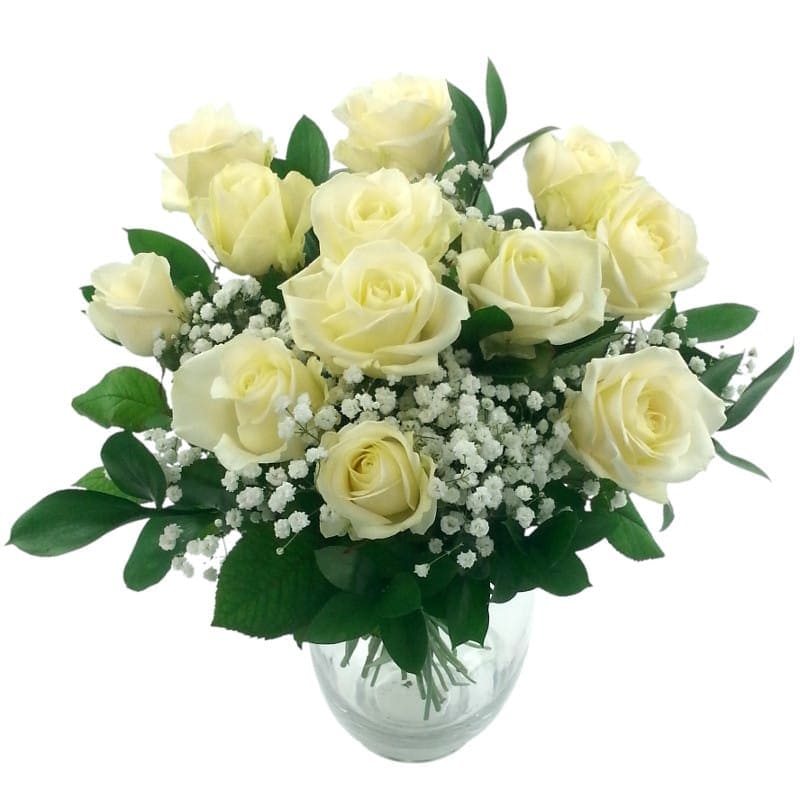 Dozen White Roses image