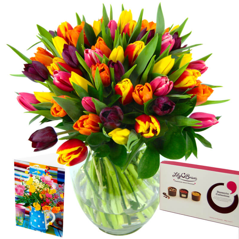 Send Mixed Tulips Gift Set for UK flower delivery from Clare Florist.