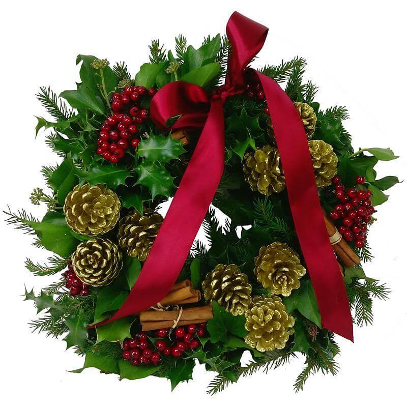 Festive Fresh Holly Wreath